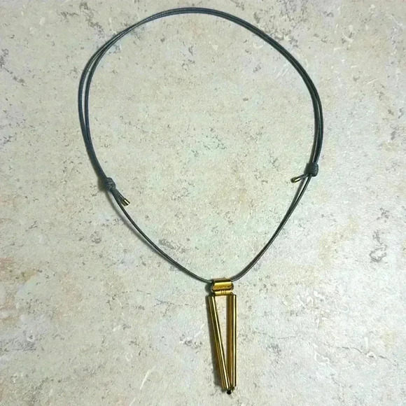 Fashion Necklace Gold with Grey Adjustable String - Picture 6 of 6